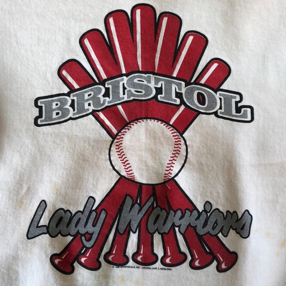 VINTAGE Bristol Lady Warriors size Medium Sweatshirt Graphic SOFTBALL Ladies - Picture 6 of 11